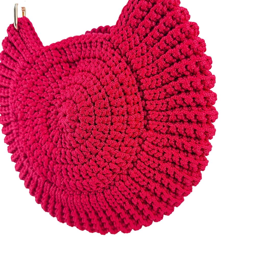 Handmade Red Crochet Floral Shoulder Bag Boho Cottagecore Knit statement purse - Picture 7 of 12